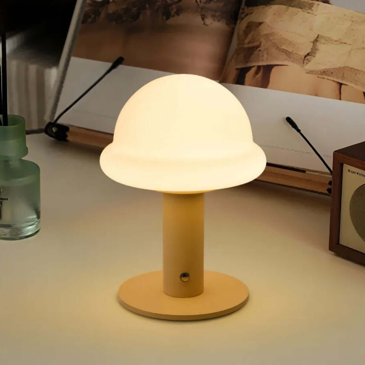 hand-blown glass LED night light for bedroom and desk
