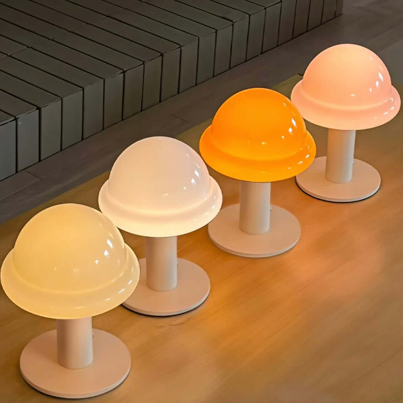 decorative table lamp with hand-blown glass shade