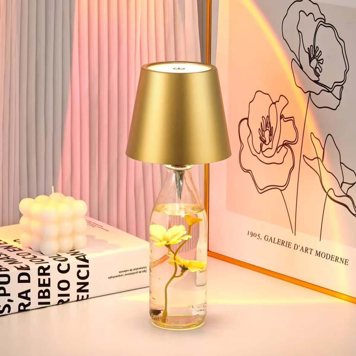 Creative wine bottle lamp with LED touch dimming and USB Type-C charging