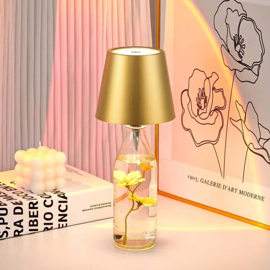 Creative wine bottle lamp with LED touch dimming and USB Type-C charging