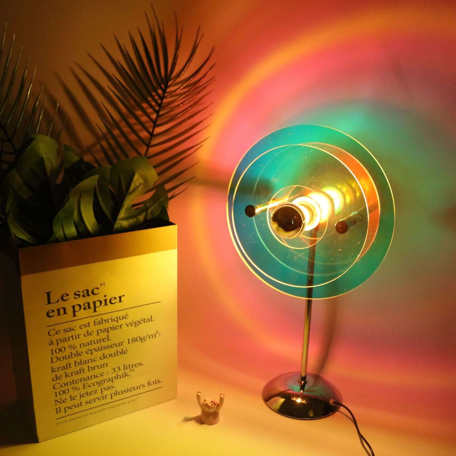 Bauhaus table lamp with colorful acrylic body and USB powered LED