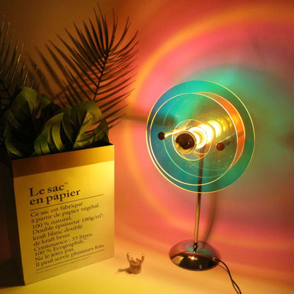 Bauhaus table lamp with colorful acrylic body and USB powered LED