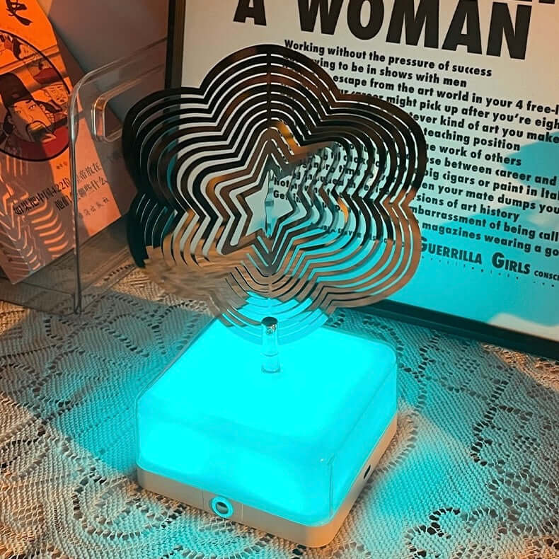 16-color LED bedside lamp with mirror stainless steel rotating decoration