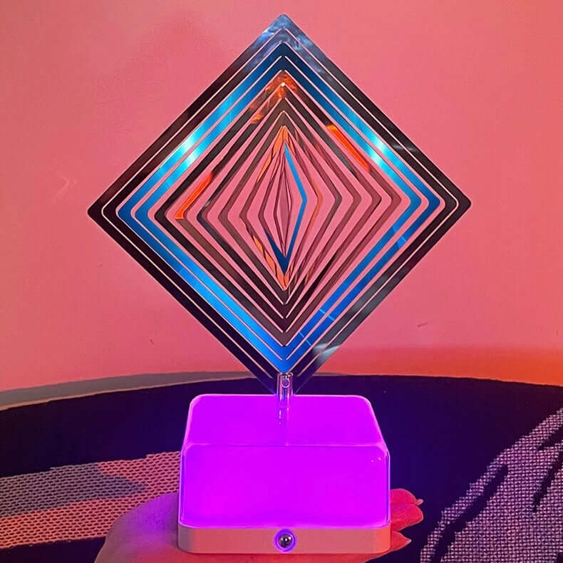 Rotating LED bedside lamp with touch control and 16-color atmosphere light
