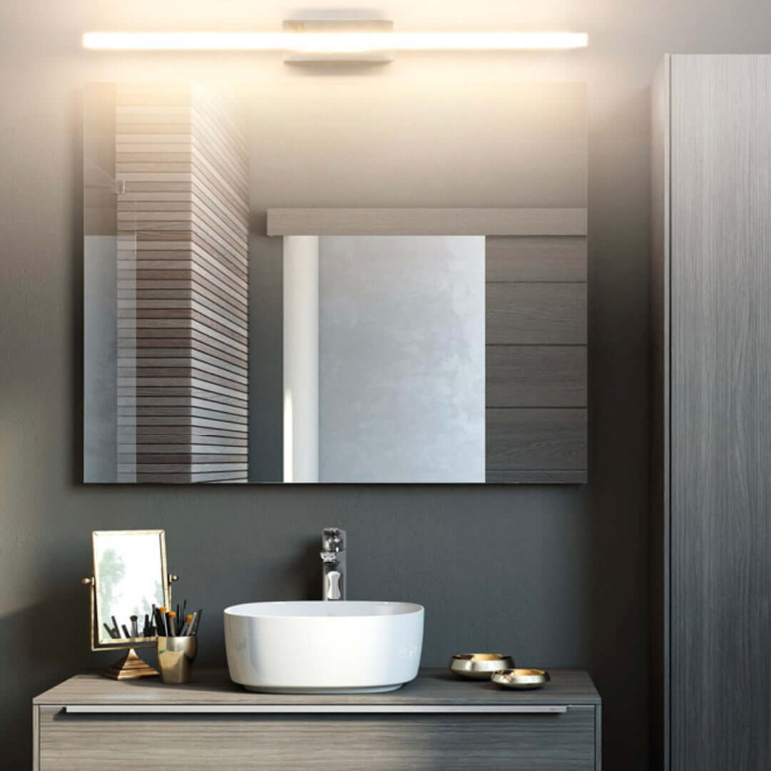LED bathroom mirror light with 3-color dimming for makeup