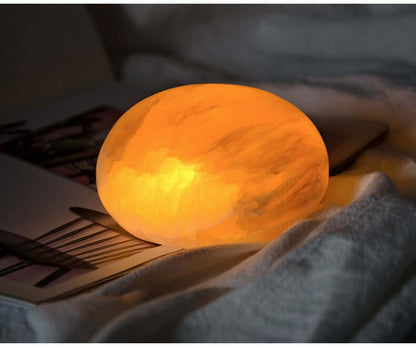 Natural Ore Egg-Shaped LED Night Light – Bedside Sleep Clap Light