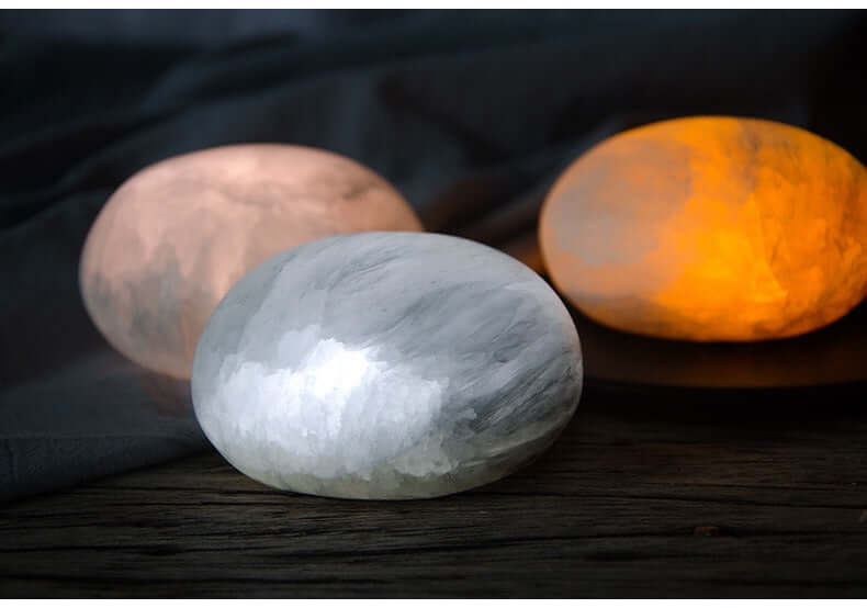 Natural Ore Egg-Shaped LED Night Light – Bedside Sleep Clap Light