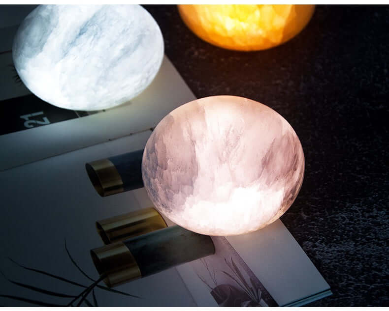Natural Ore Egg-Shaped LED Night Light – Bedside Sleep Clap Light