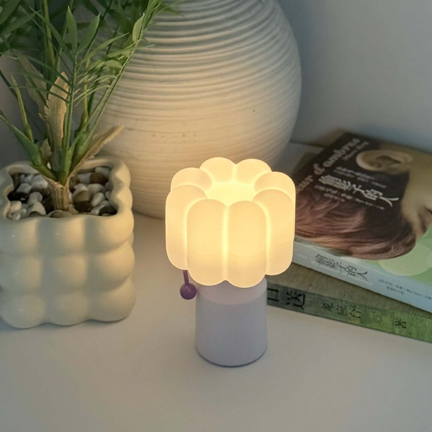 Cream-Style LED Night Light – Luxury Bedside Lamp with Touch & Timer