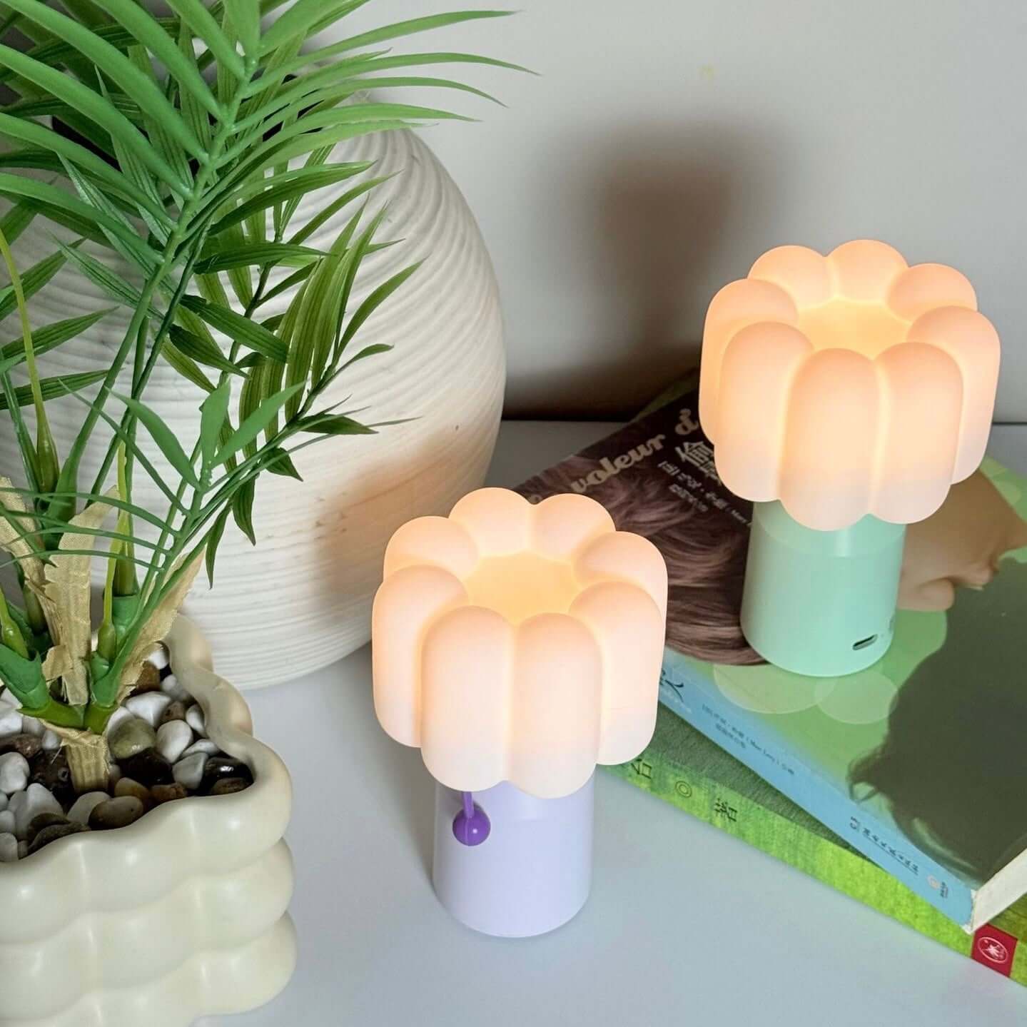 Cream-Style LED Night Light – Luxury Bedside Lamp with Touch & Timer
