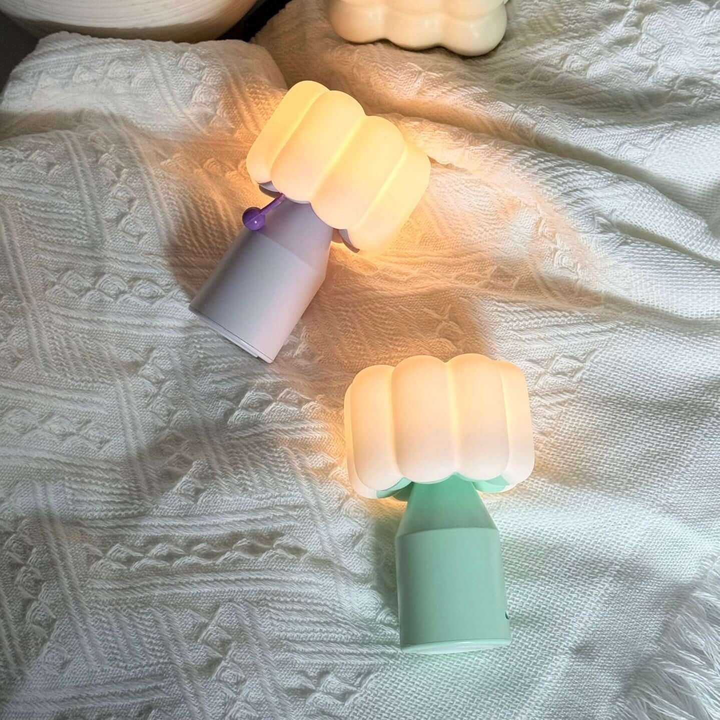 Cream-Style LED Night Light – Luxury Bedside Lamp with Touch & Timer