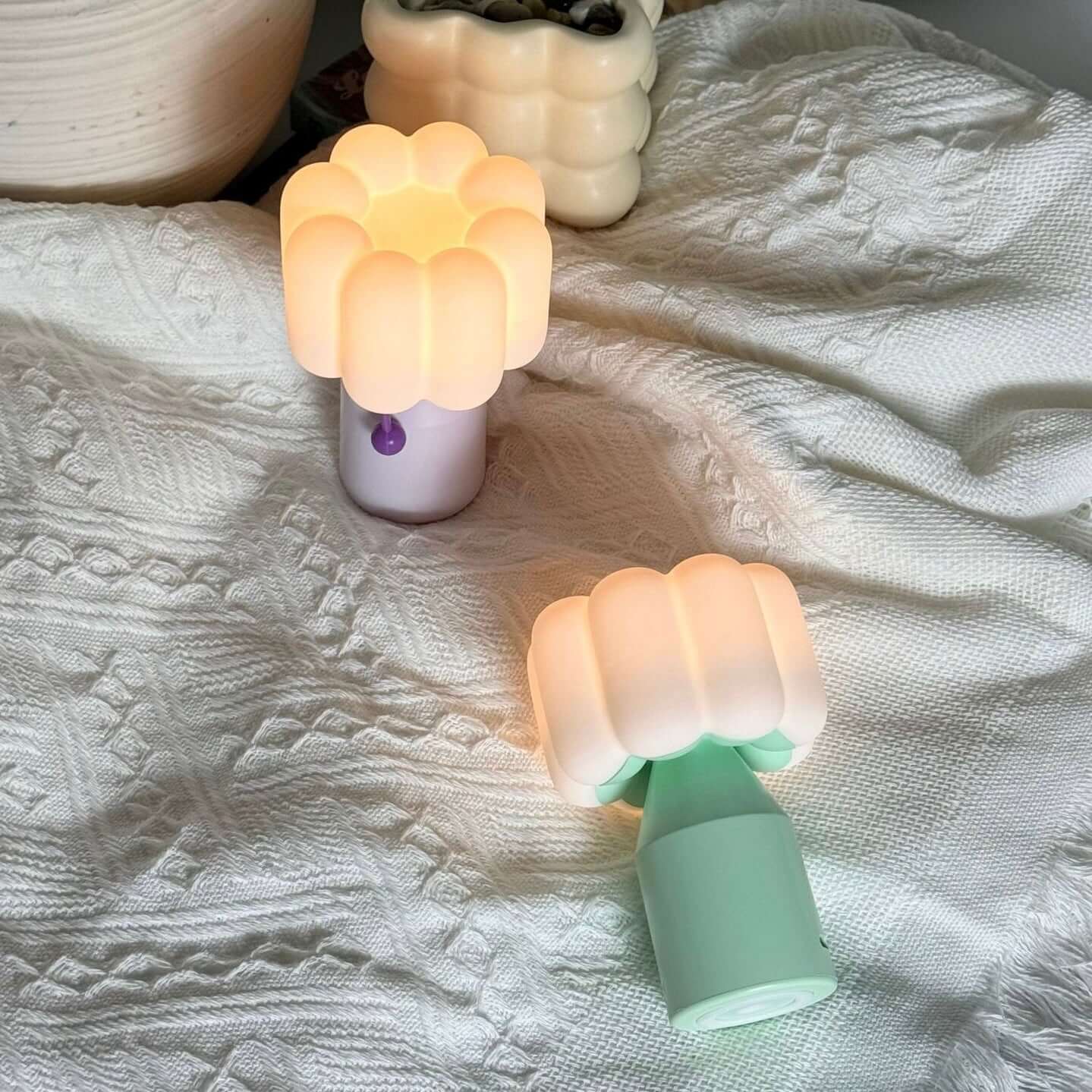 Cream-Style LED Night Light – Luxury Bedside Lamp with Touch & Timer