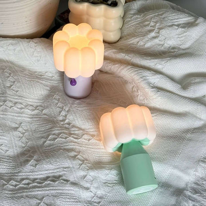 Cream-Style LED Night Light – Luxury Bedside Lamp with Touch & Timer