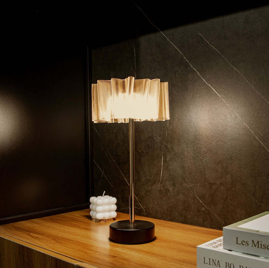 Pleated Aluminum Rechargeable Table Lamp – Bedroom & Ambient Lighting