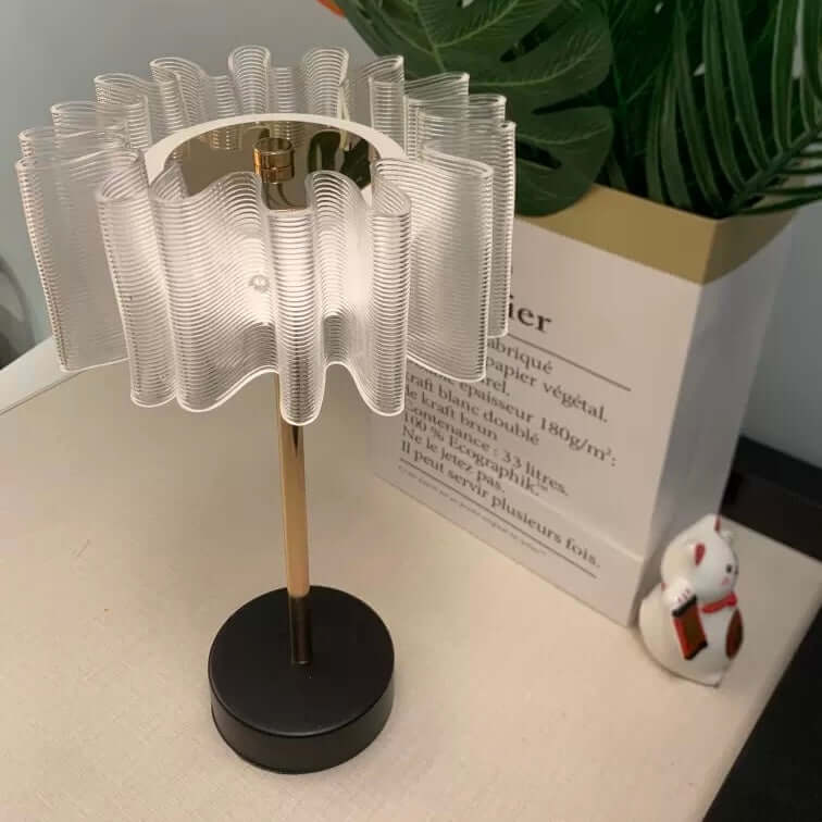 Pleated Aluminum Rechargeable Table Lamp – Bedroom & Ambient Lighting