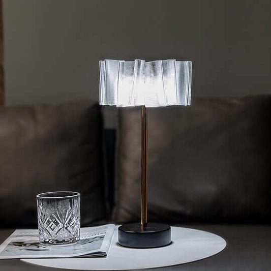 Pleated Aluminum Rechargeable Table Lamp – Bedroom & Ambient Lighting