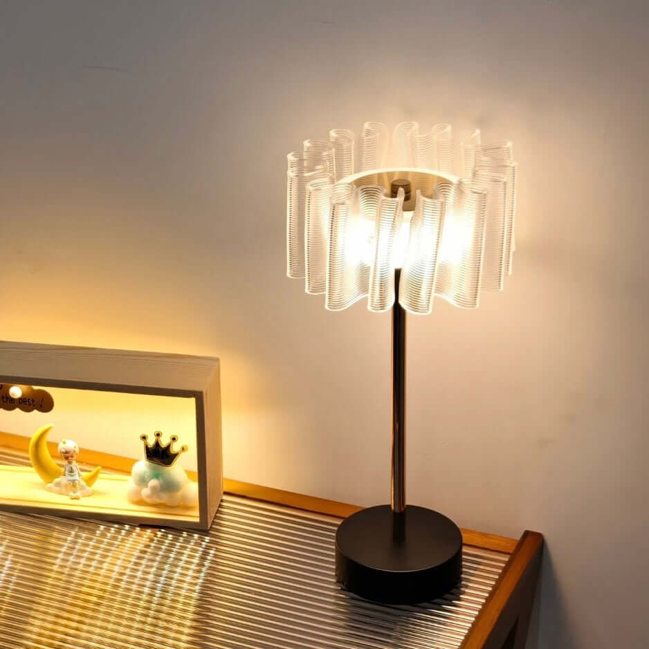 Pleated Aluminum Rechargeable Table Lamp – Bedroom & Ambient Lighting