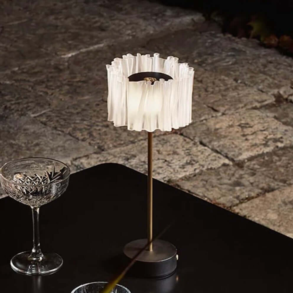 Pleated Aluminum Rechargeable Table Lamp – Bedroom & Ambient Lighting
