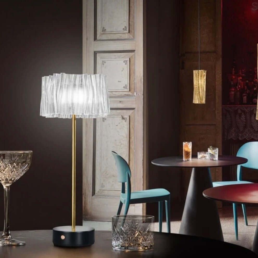 Pleated Aluminum Rechargeable Table Lamp – Bedroom & Ambient Lighting