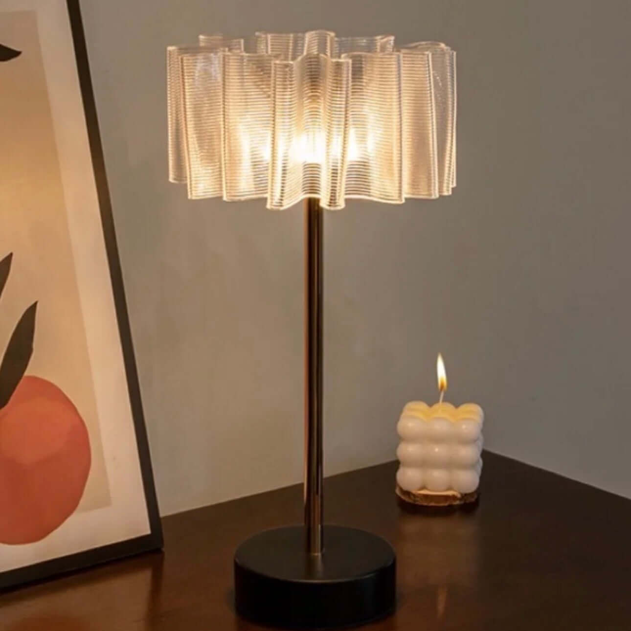 Pleated Aluminum Rechargeable Table Lamp – Bedroom & Ambient Lighting