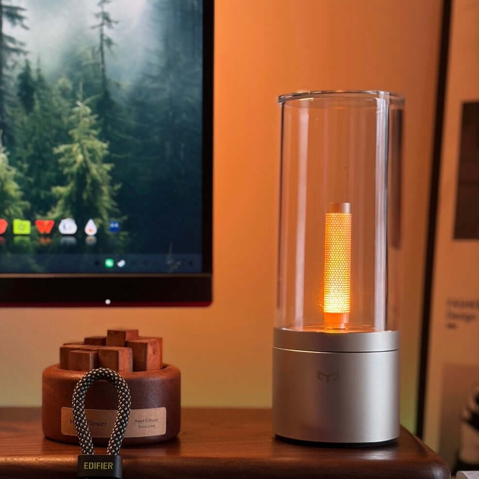 Close-up View of the Modern USB Type-C Charging Port on the Metallic Candlestick Base