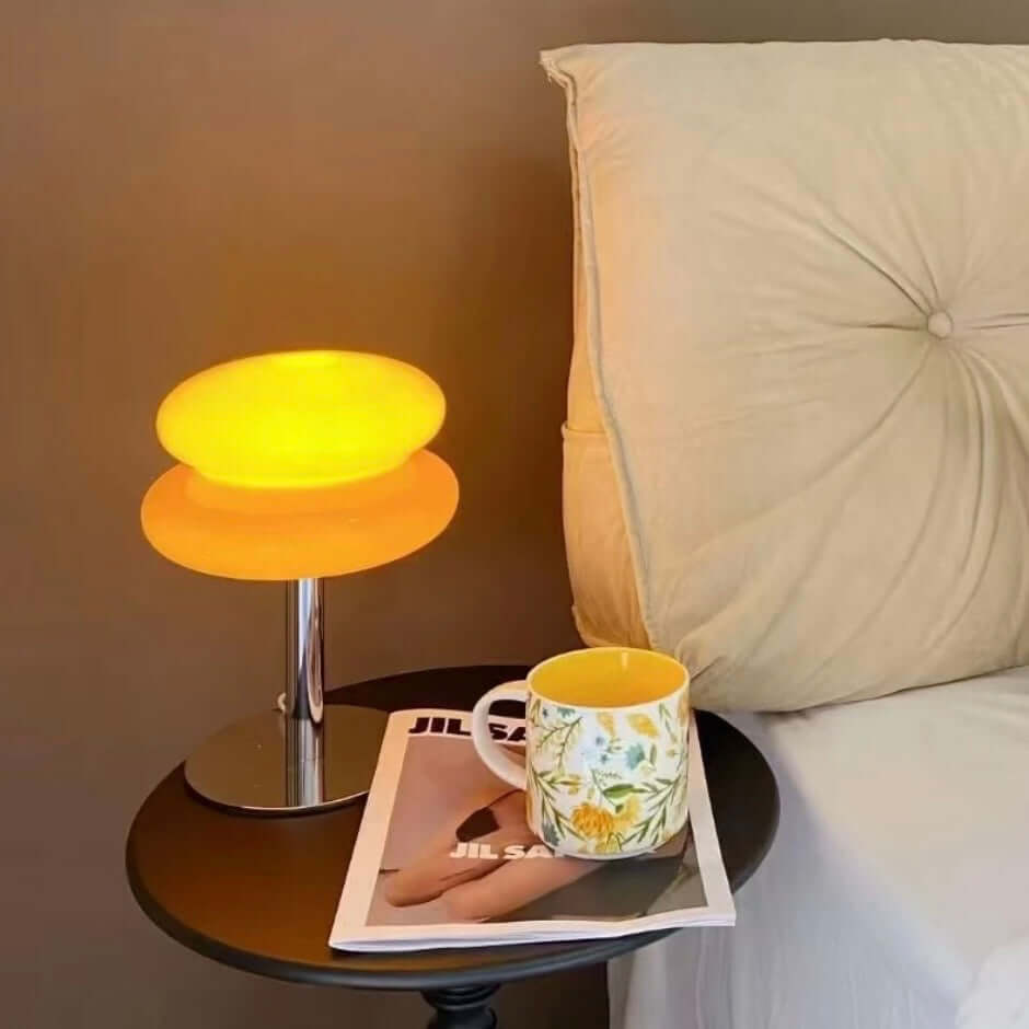 Modern Bauhaus Double-Layer Glass Table Lamp – Mushroom Style Bedside LED Lamp