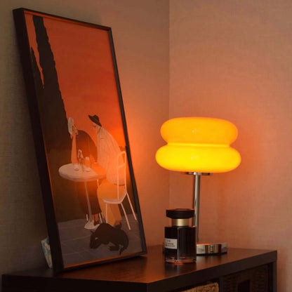 Modern Bauhaus Double-Layer Glass Table Lamp – Mushroom Style Bedside LED Lamp