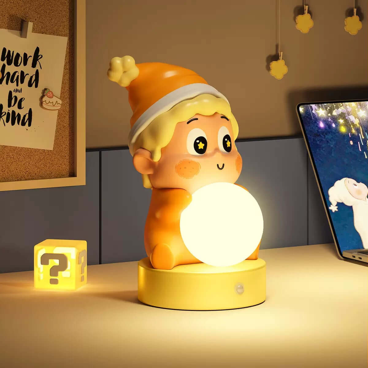 Lumiosa™ Star Messenger - Resin Art Toy Night Light | Cordless Touch LED Lamp for Bedroom & Nursery