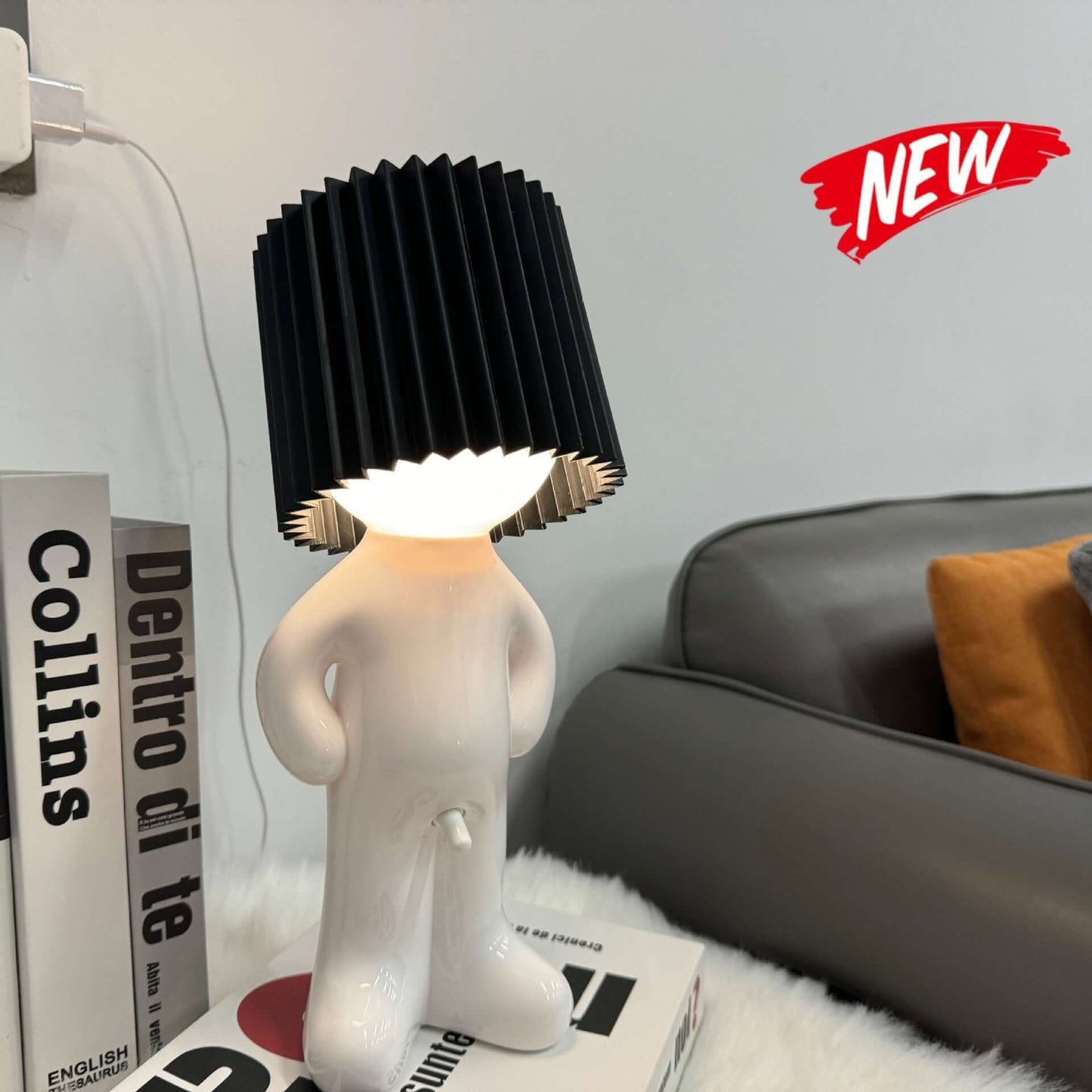 Creative Shy Boy Table Lamp – USB Rechargeable Night Light for Bedroom Decor