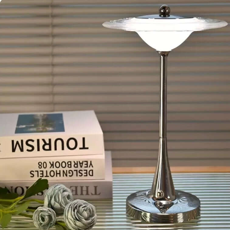 Modern UFO Touch Table Lamp – Rechargeable Dimmable LED Bedside Light