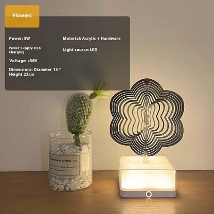 Rotating decorative LED lamp for relaxation and stress relief