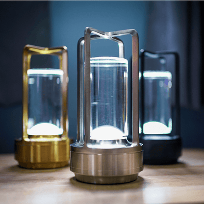 Japan Crystal Lantern Table Lamp in gold, silver, and black, showcasing minimalist Scandinavian design and flexible lighting options.