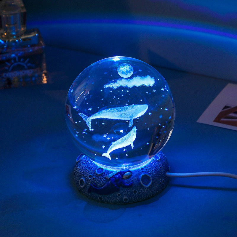 decorative crystal sphere lamp with resin base