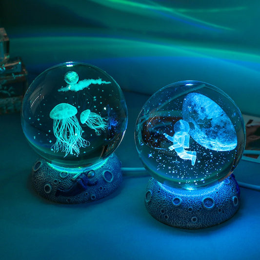 3D crystal ball lamp with starry sky laser engraving