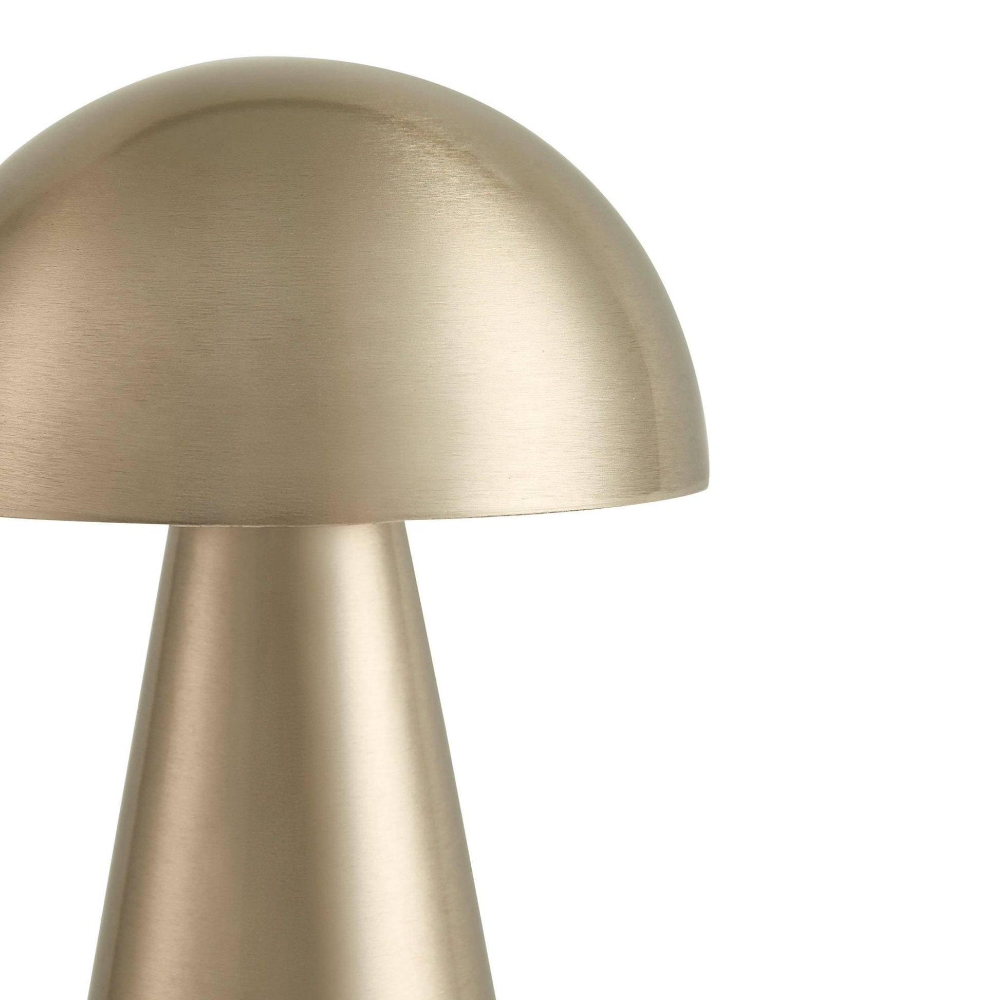 Close-up of Lumiosa mini domed LED lamp showcasing its sleek silver metal design and elegant dome shape.