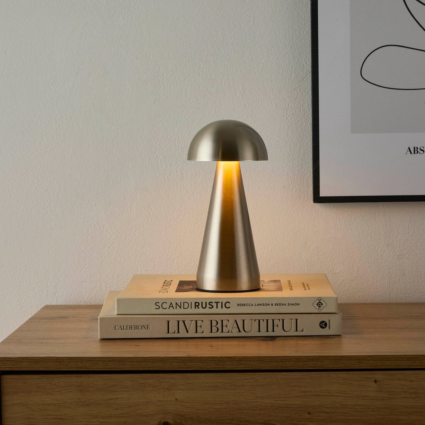 Rechargeable dome bedside lamp with 3 light modes