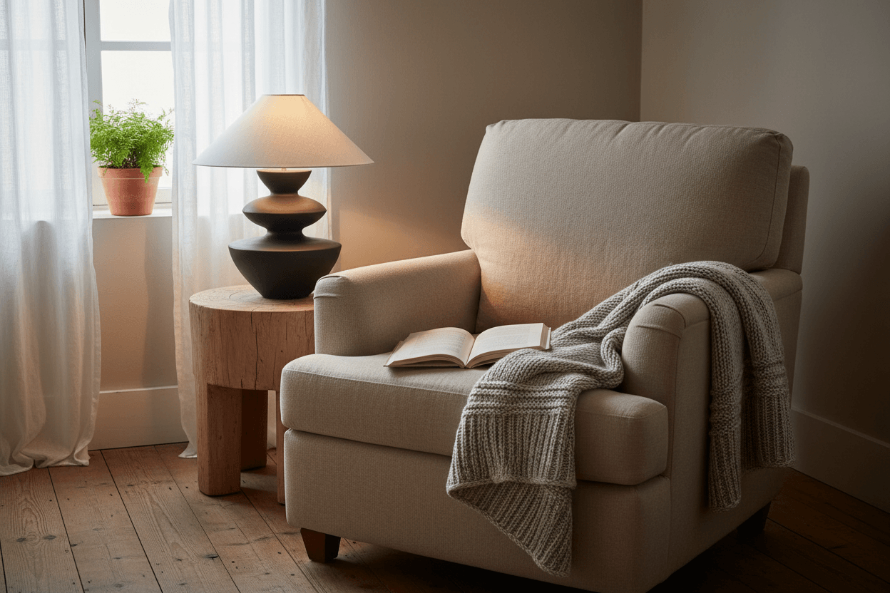 Black Ceramic Lamp - Reading Corner