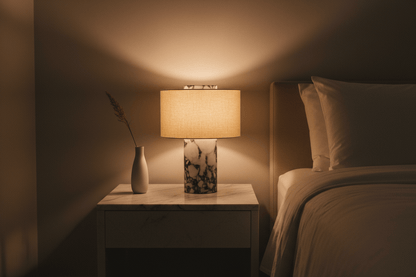 Black White Marble Lamp - Bedroom