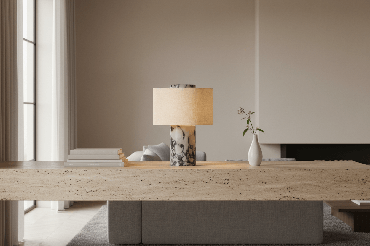 Black White Marble Lamp - Console