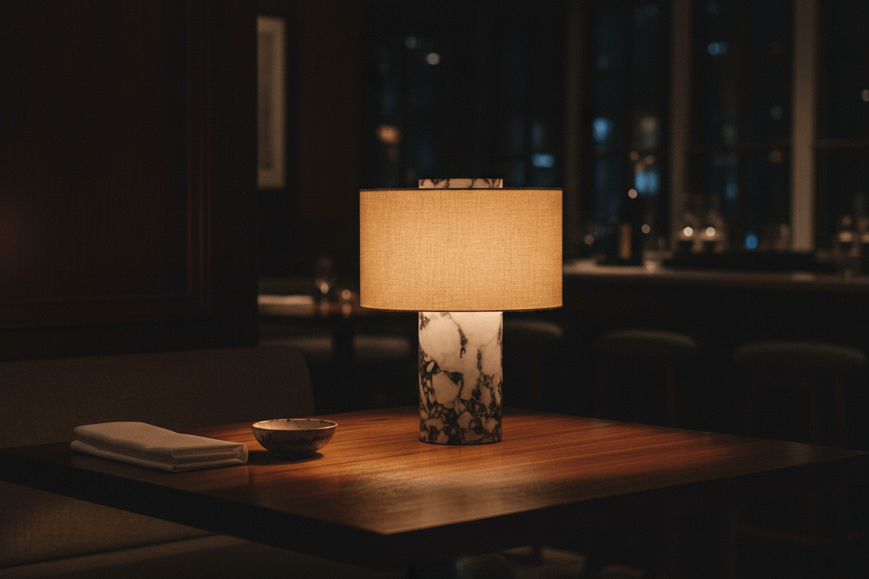 Black White Marble Lamp - Restaurant