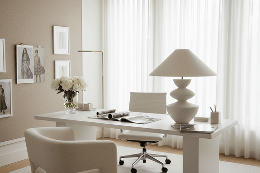 Fashion Editor's Office with Sculptural Lamp