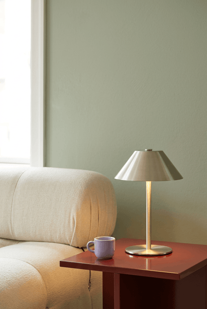 Silver umbrella-shaped rechargeable table lamp