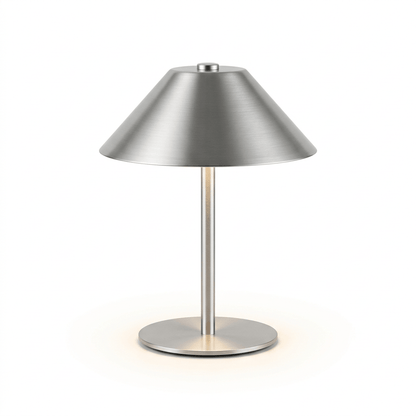 Silver umbrella-shaped metal table lamp by Lumiosa