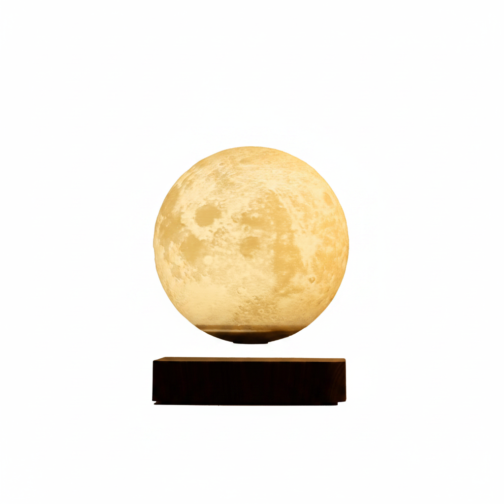 Levitating Moon Lamp White Background