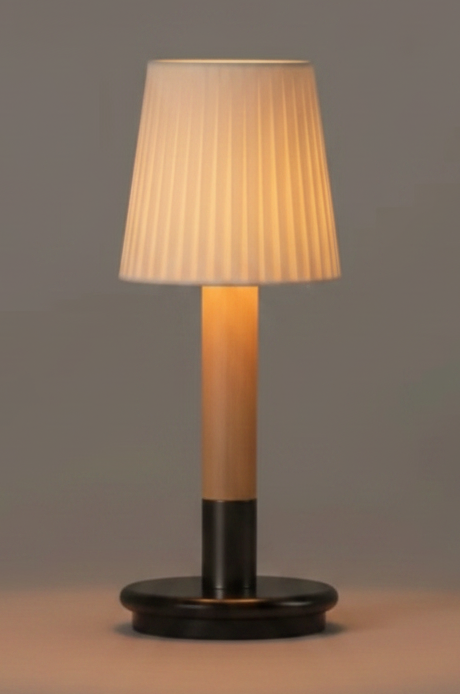 Cordless rechargeable table lamp with fabric shade