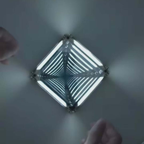 Unique cyberpunk ambient light casting reflections in a modern, immersive spatial design.
