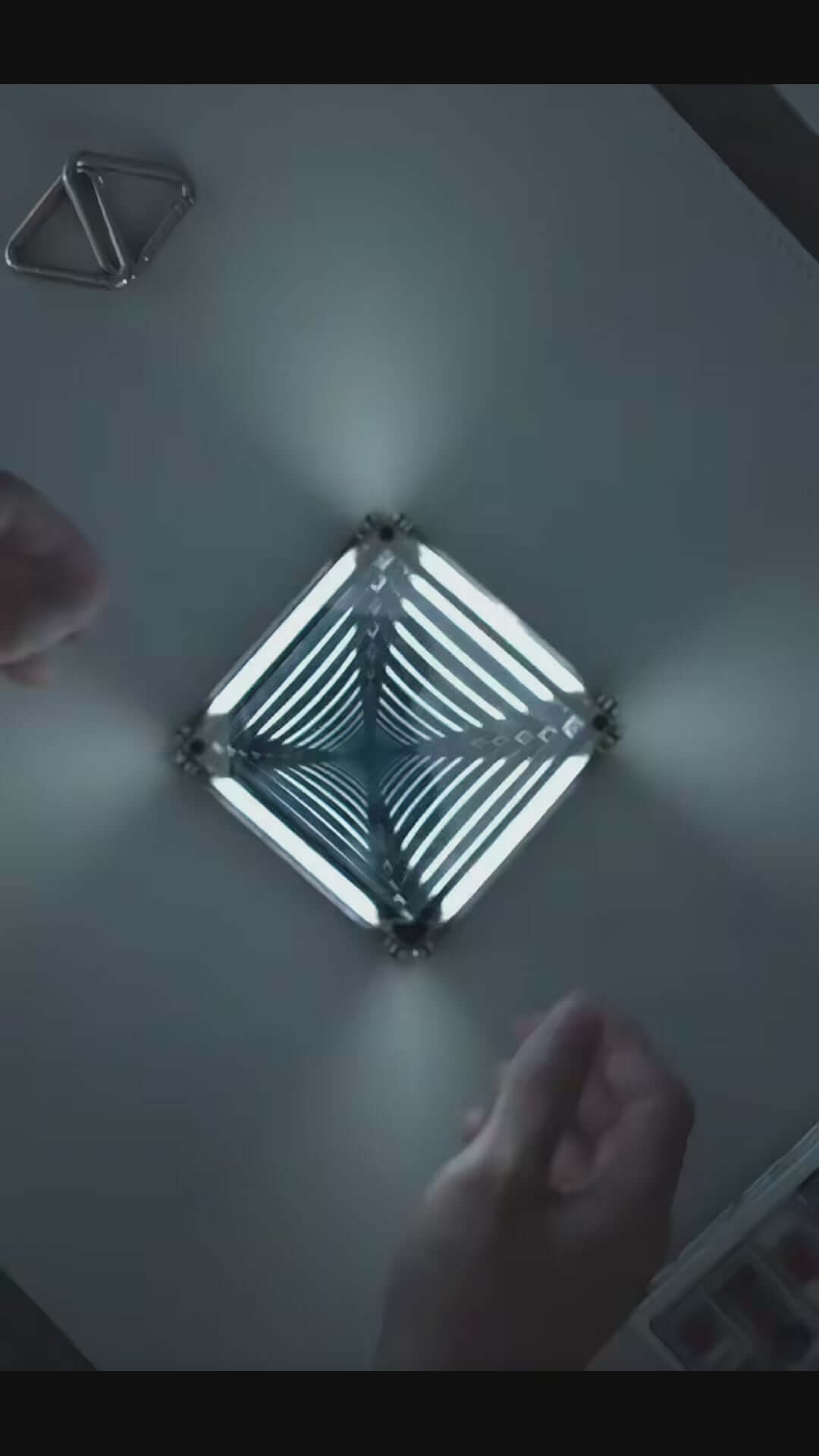Unique cyberpunk ambient light casting reflections in a modern, immersive spatial design.