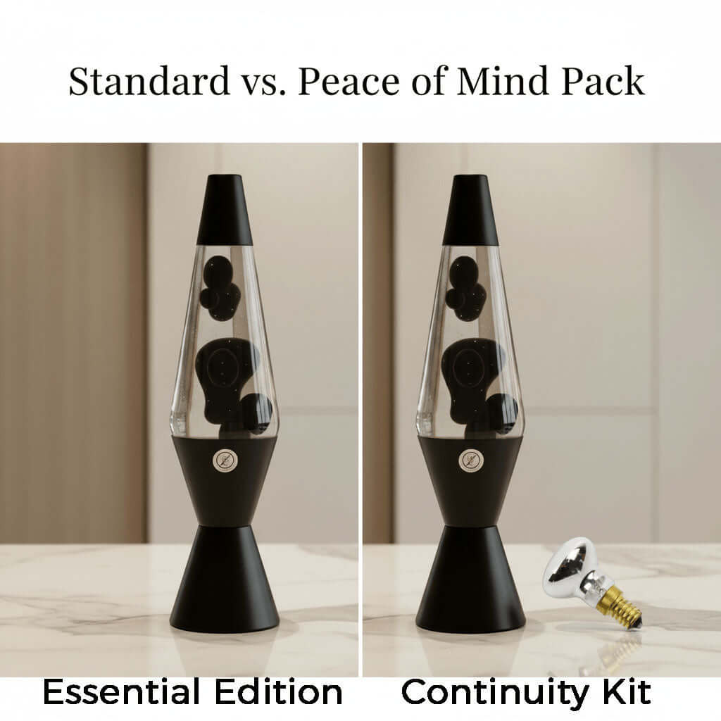 Aesthetic All-Black Lava Lamp - Clear Liquid with Floating Black Wax Blobs for Dark Room Vibe