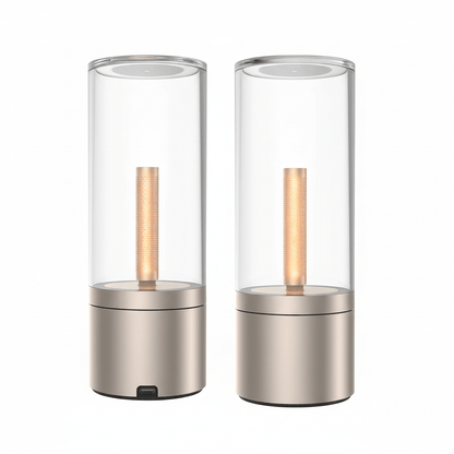 Twin Pack Set of 2 Rechargeable Candle Atmosphere Lamps for Bedside Nightstand Lighting