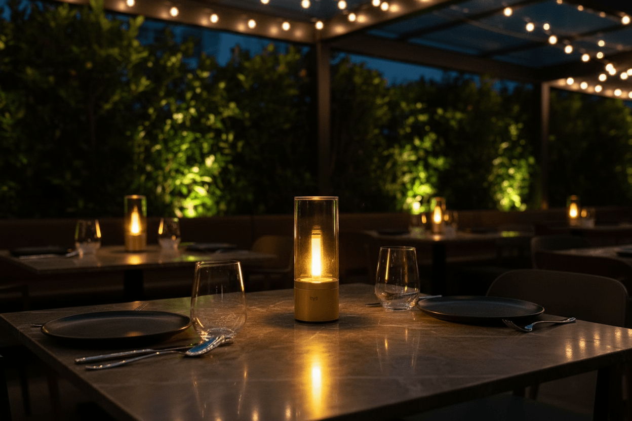 Portable and Wireless Candle Lamp for Luxury Camping (Glamping) in Breathing Light Mode